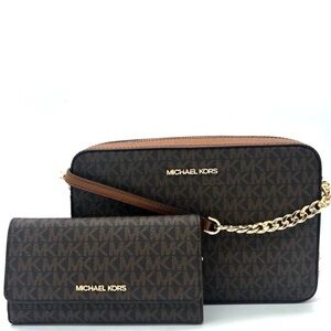Michael Kors Large EW Crossbody Bag & Large Trifold Wallet Brown